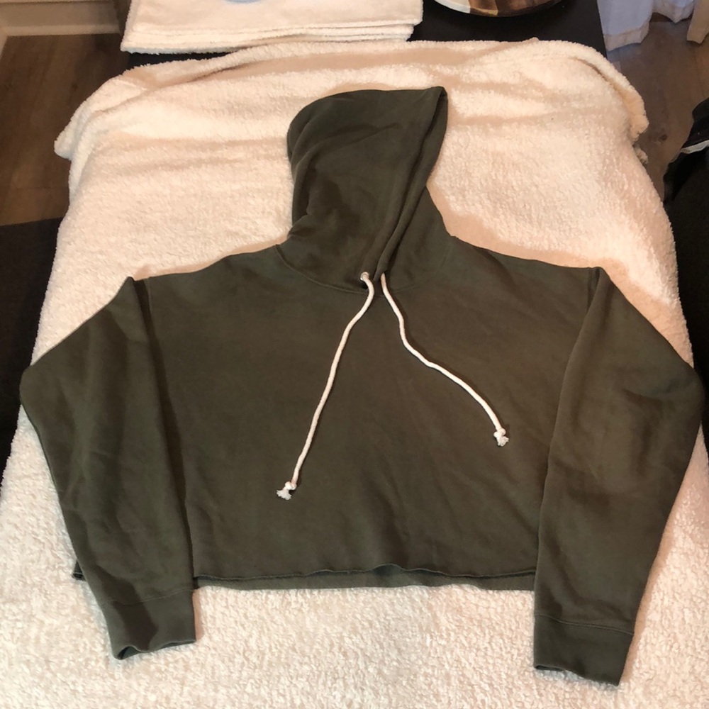 Olive Green Cropped Hoodie for Women